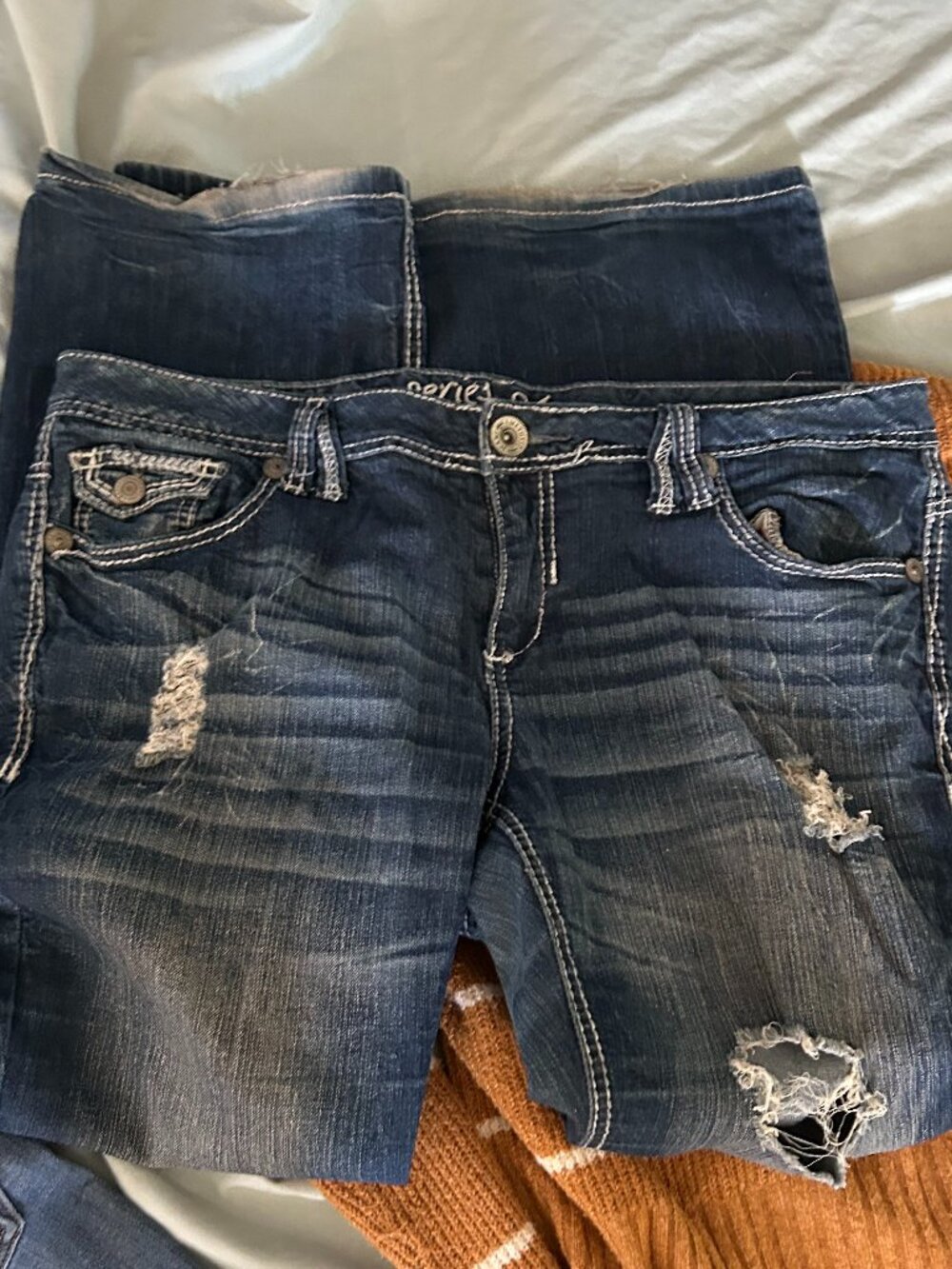 size 14 womens pants jeans blue denim stretch fourteen pant jean distressed